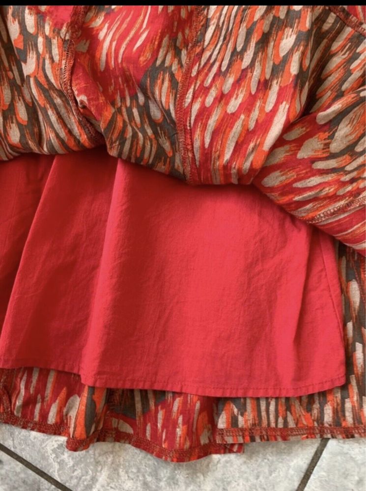 Per Una Autumnal Red Brown Orange Pattern Skirt Size 16 W36 - Picture 3 of 5